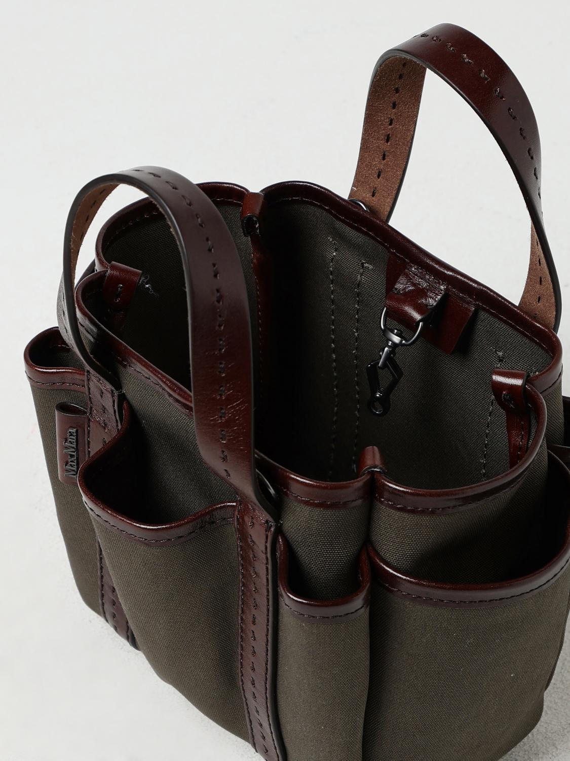 MAX MARA BORSA MINI: Borsa Garden Max Mara in canvas e pelle, Verde - Img 5