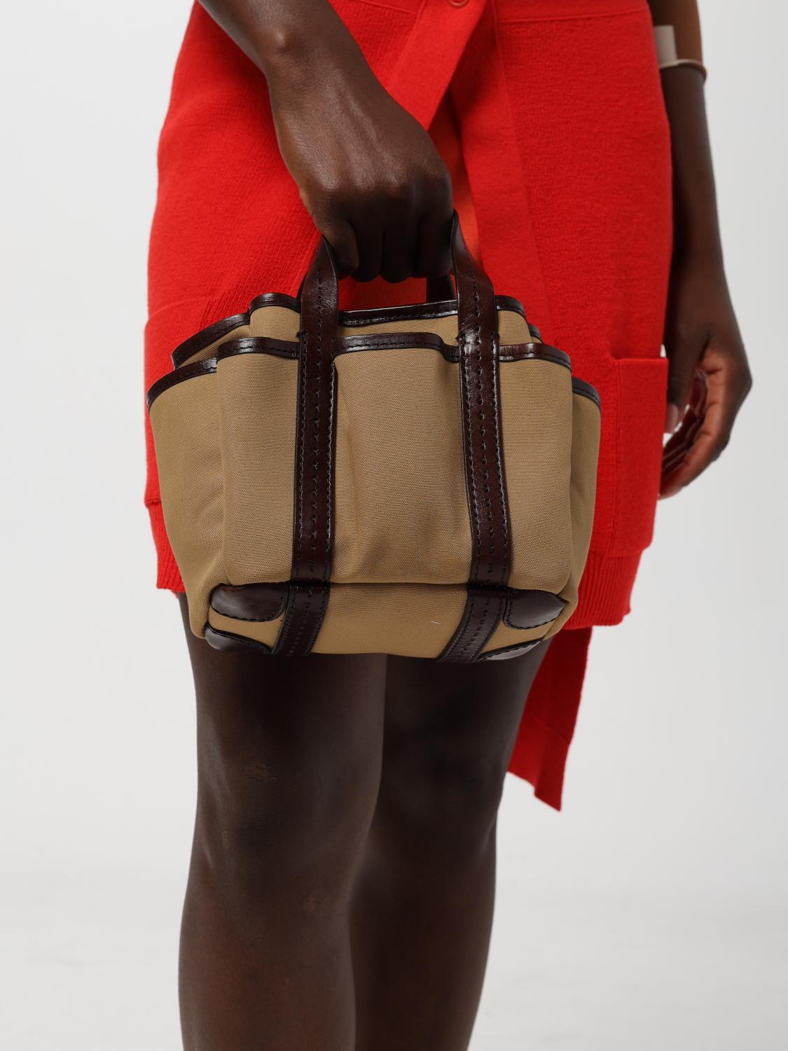 MAX MARA BORSA MINI: Borsa Garden Max Mara in canvas e pelle, Marrone - Img 2