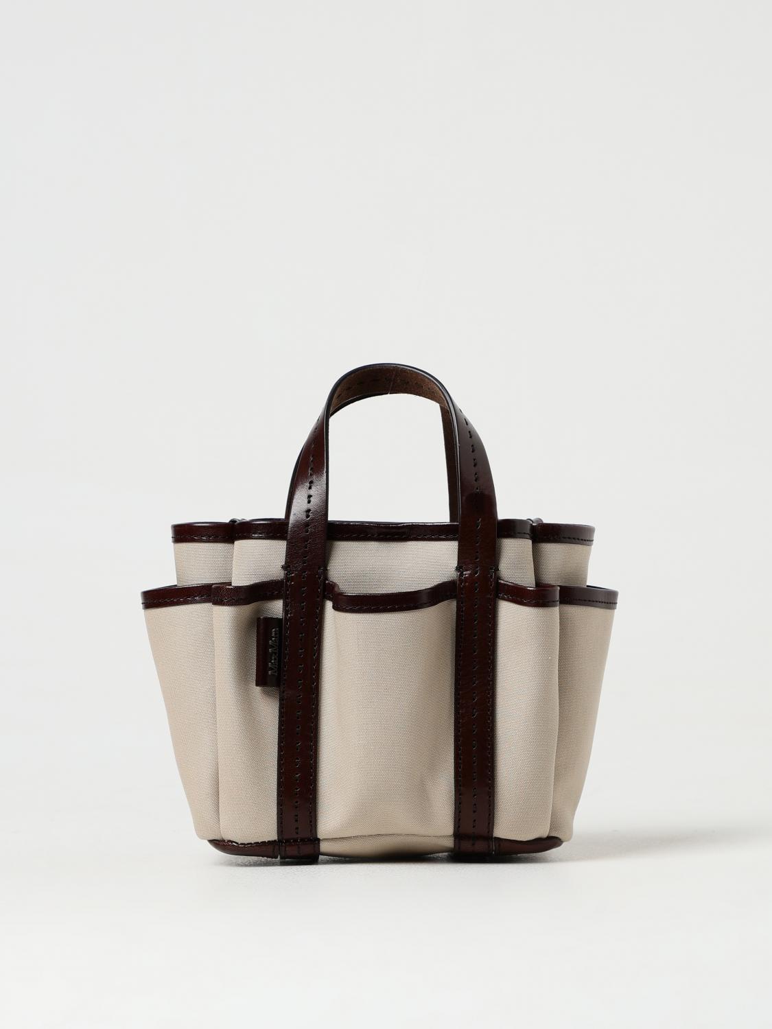 MAX MARA BORSA MINI: Borsa Garden Max Mara in canvas e pelle, Naturale - Img 1