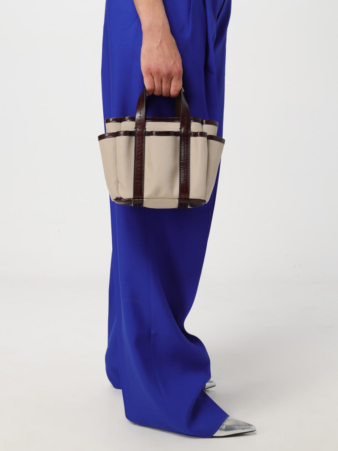 MAX MARA BORSA MINI: Borsa Garden Max Mara in canvas e pelle, Naturale - Img 2