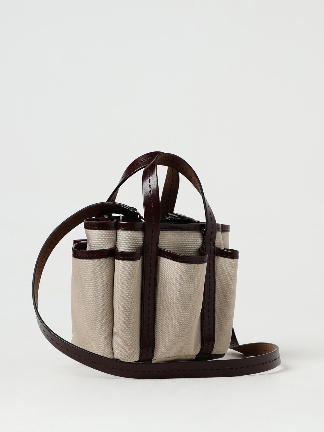 MAX MARA BORSA MINI: Borsa Garden Max Mara in canvas e pelle, Naturale - Img 3