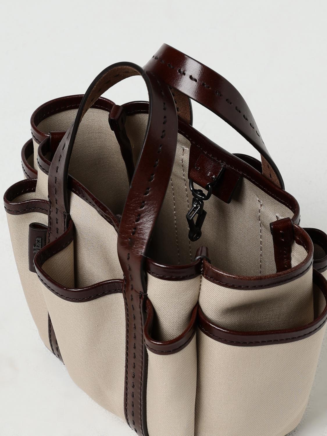 MAX MARA BORSA MINI: Borsa Garden Max Mara in canvas e pelle, Naturale - Img 5