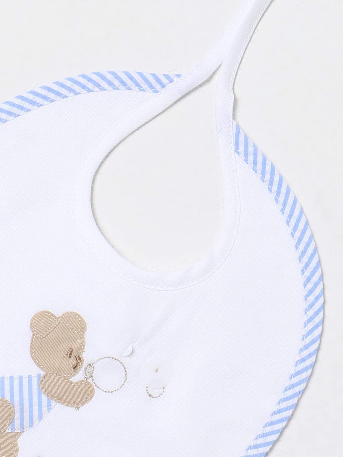 IL GUFO BIB: Il Gufo cotton bib with teddy bear, White - Img 2