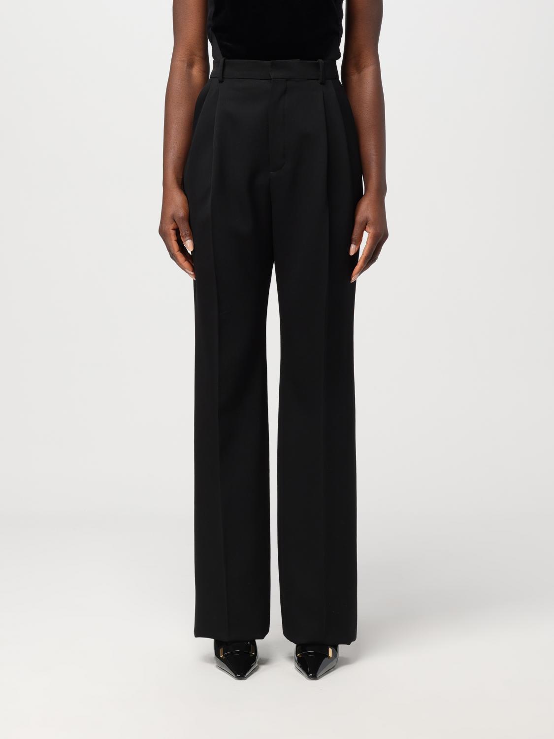 パンツ SAINT LAURENT Women Straight Pants 25P813972Y7E63 1000 BLACK Saint Laurent Stretch Gabardine Straight-Leg Trousers
