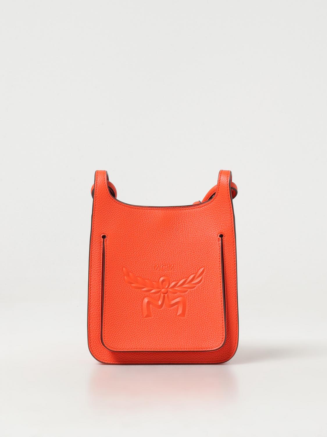 MCM BORSA MINI: Borsa Himmel MCM in pelle a grana, Arancione - Img 1