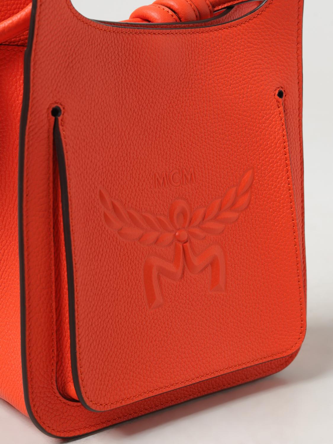 MCM BORSA MINI: Borsa Himmel MCM in pelle a grana, Arancione - Img 3