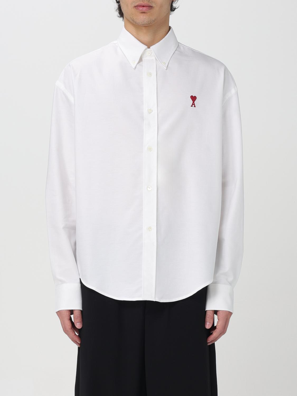 AMI PARIS CAMICIA: Camicia Ami Paris in popeline di cotone con logo ricamato , Bianco - Img 1