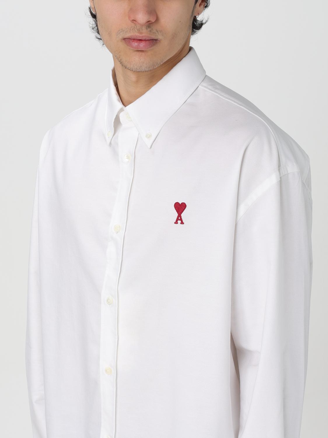 AMI PARIS CAMICIA: Camicia Ami Paris in popeline di cotone con logo ricamato , Bianco - Img 4