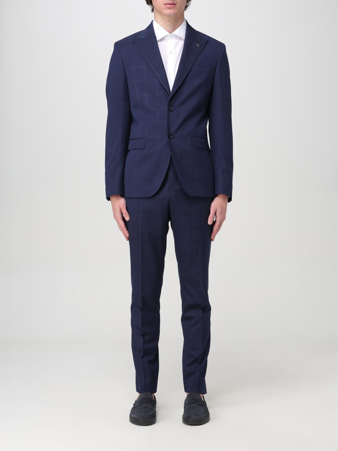 MANUEL RITZ ABITO: Abito Manuel Ritz in misto viscosa check , Blue - Img 1