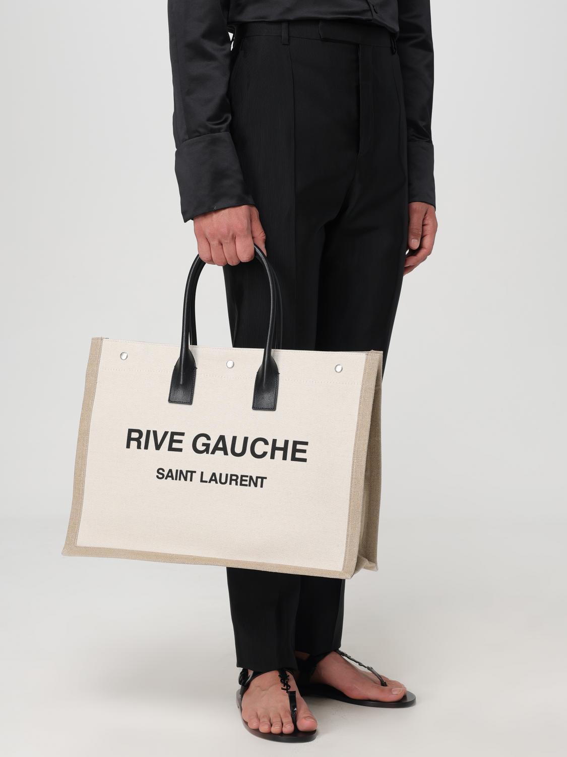 SAINT LAURENT BORSA: Borsa Rive Gauche Saint Laurent in canvas, Grigio - Img 2