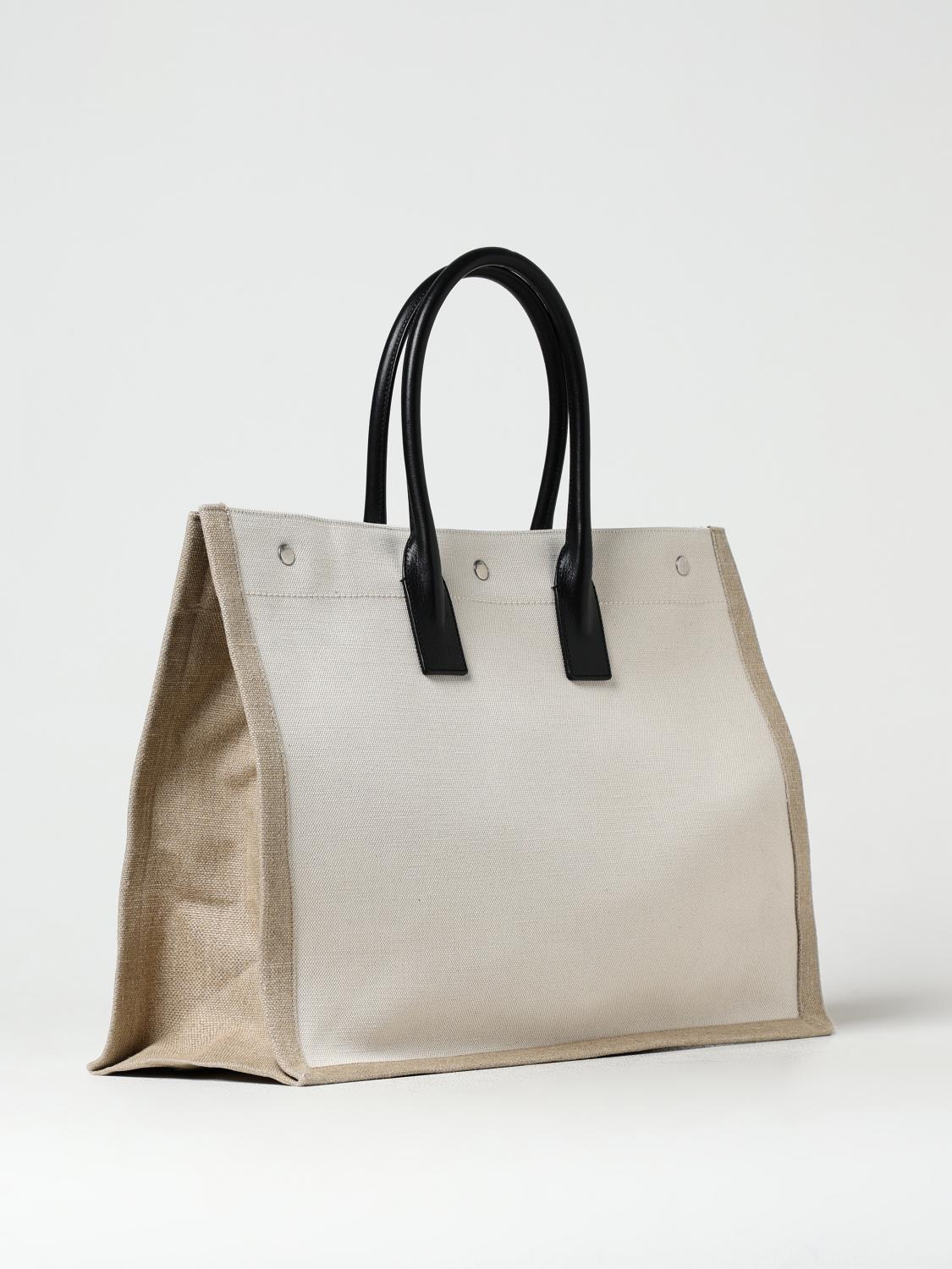 SAINT LAURENT BORSA: Borsa Rive Gauche Saint Laurent in canvas, Grigio - Img 3