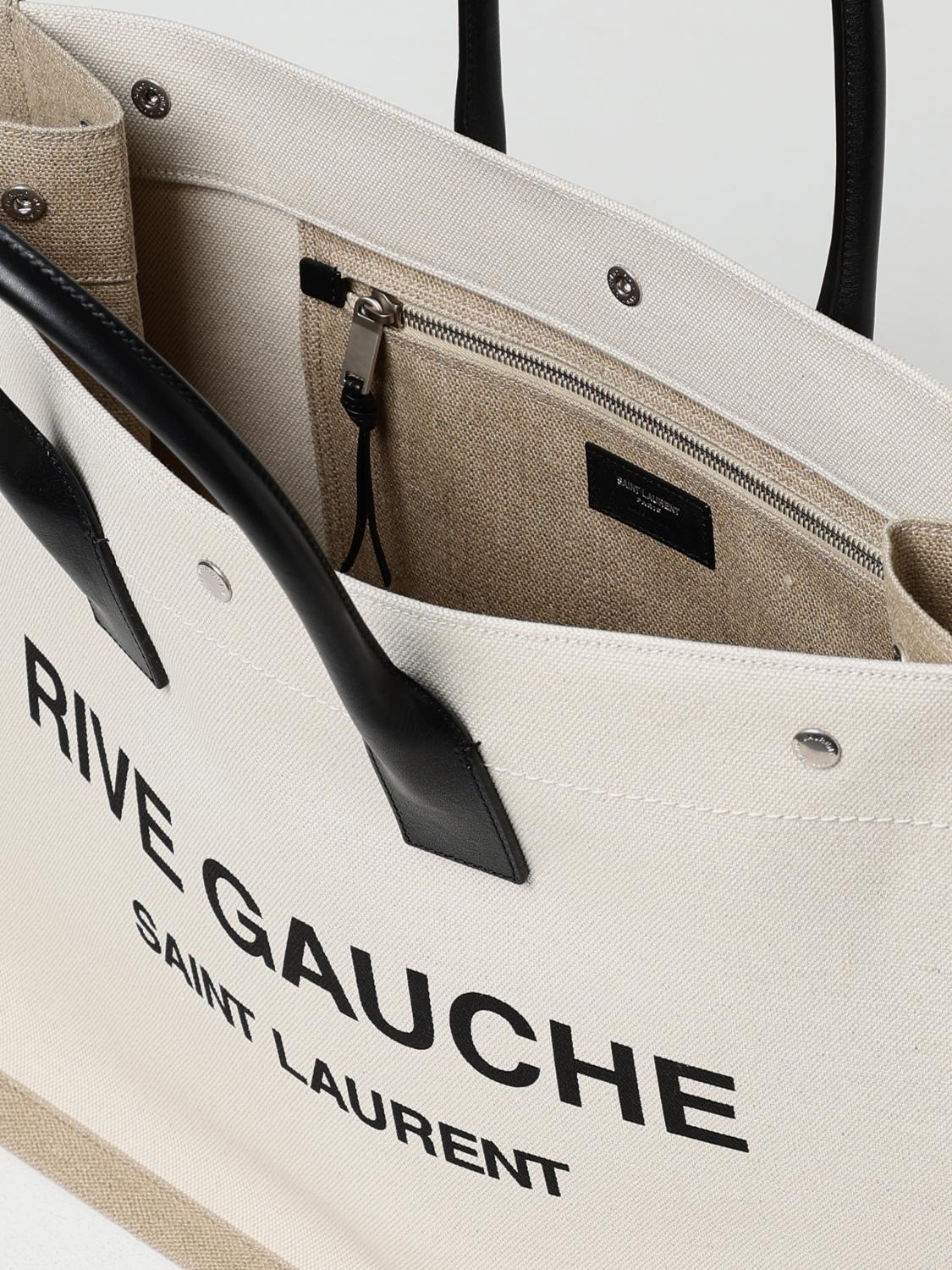 SAINT LAURENT BORSA: Borsa Rive Gauche Saint Laurent in canvas, Grigio - Img 5
