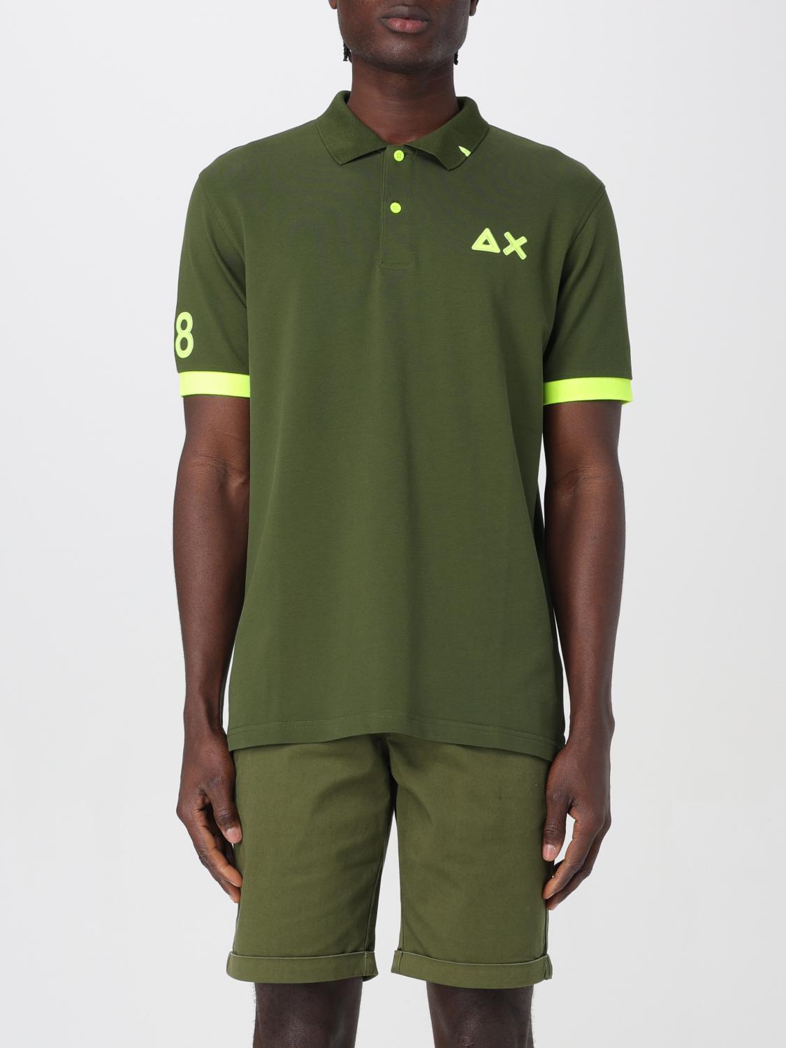 SUN68 POLO: Polo Sun 68 in piquet di cotone con logo , Verde - Img 1