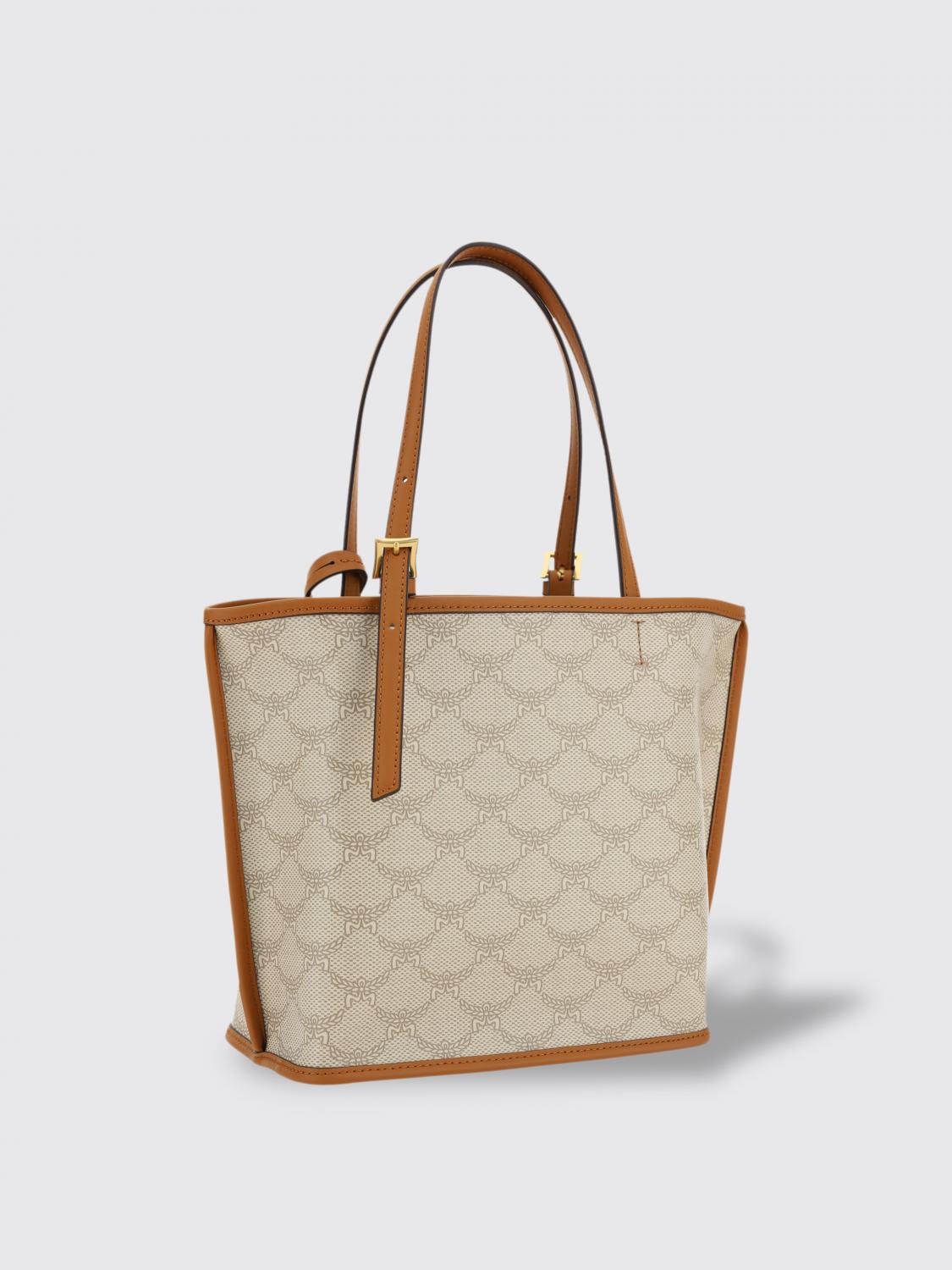 MCM BORSA A SPALLA: Borsa Himmel Mcm in cotone spalmato con logo all over , Grigio - Img 2
