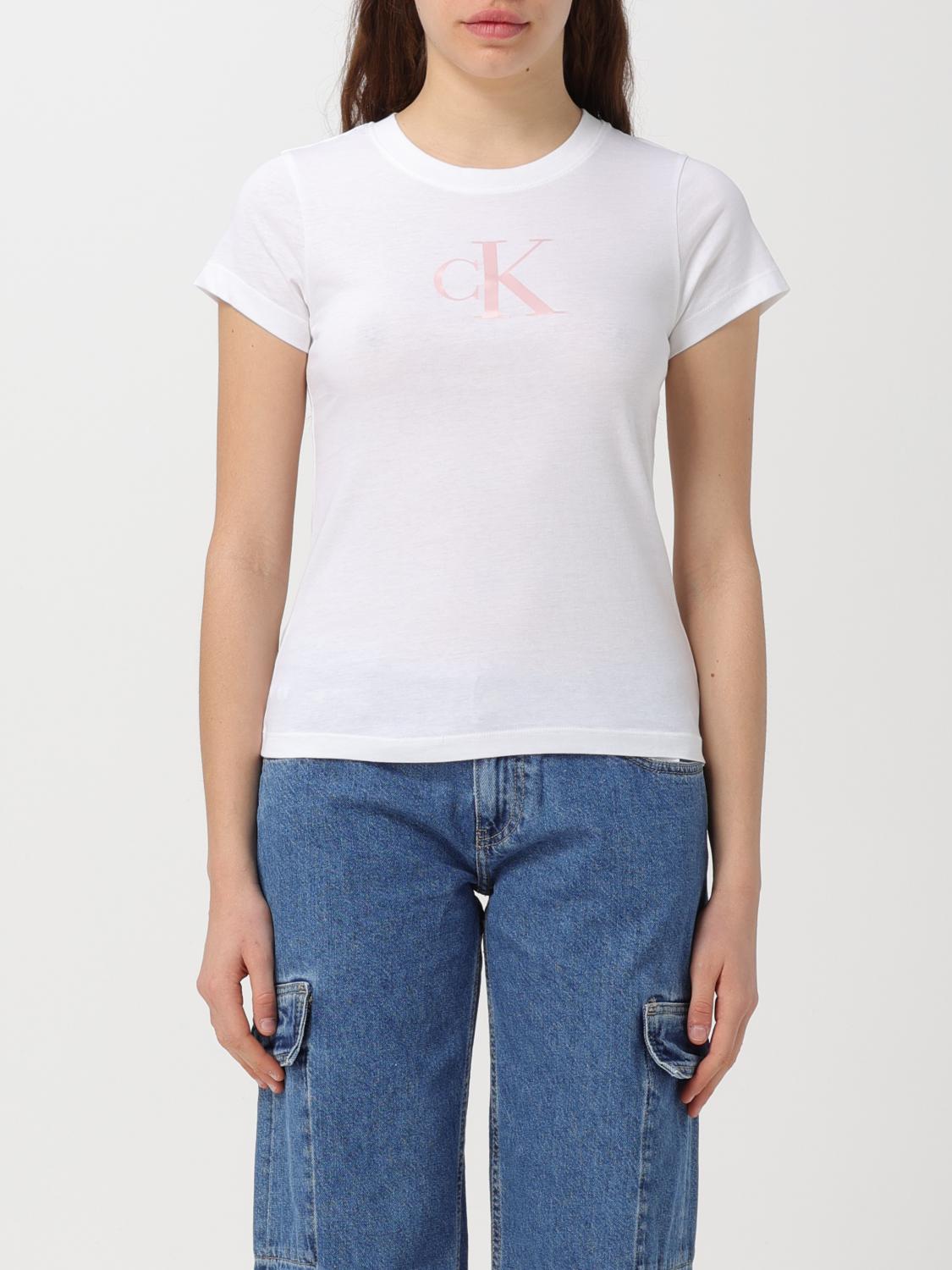 CALVIN KLEIN: Camiseta mujer Ck Jeans, Blanco Camiseta Calvin