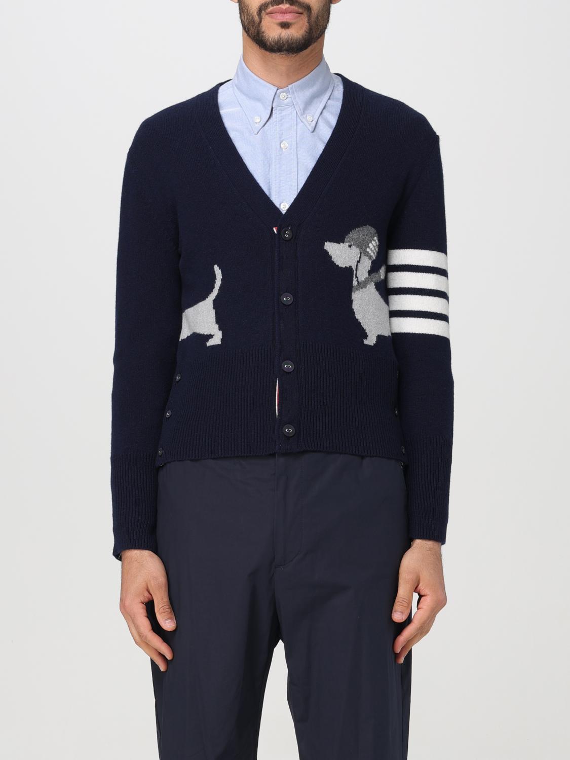 Navy Cardigan Thom Browne Dolphin Cardigan THOM BROWNE Merino Wool