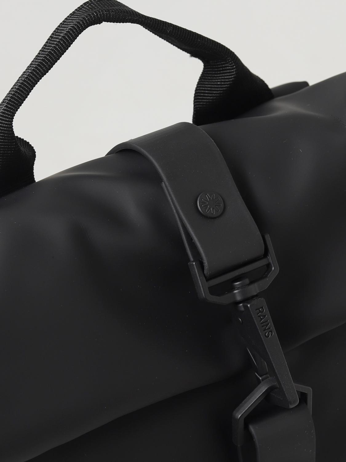 RAINS ZAINO: Zaino Rolltop Rucksack Rains in tessuto gommato, Nero - Img 3