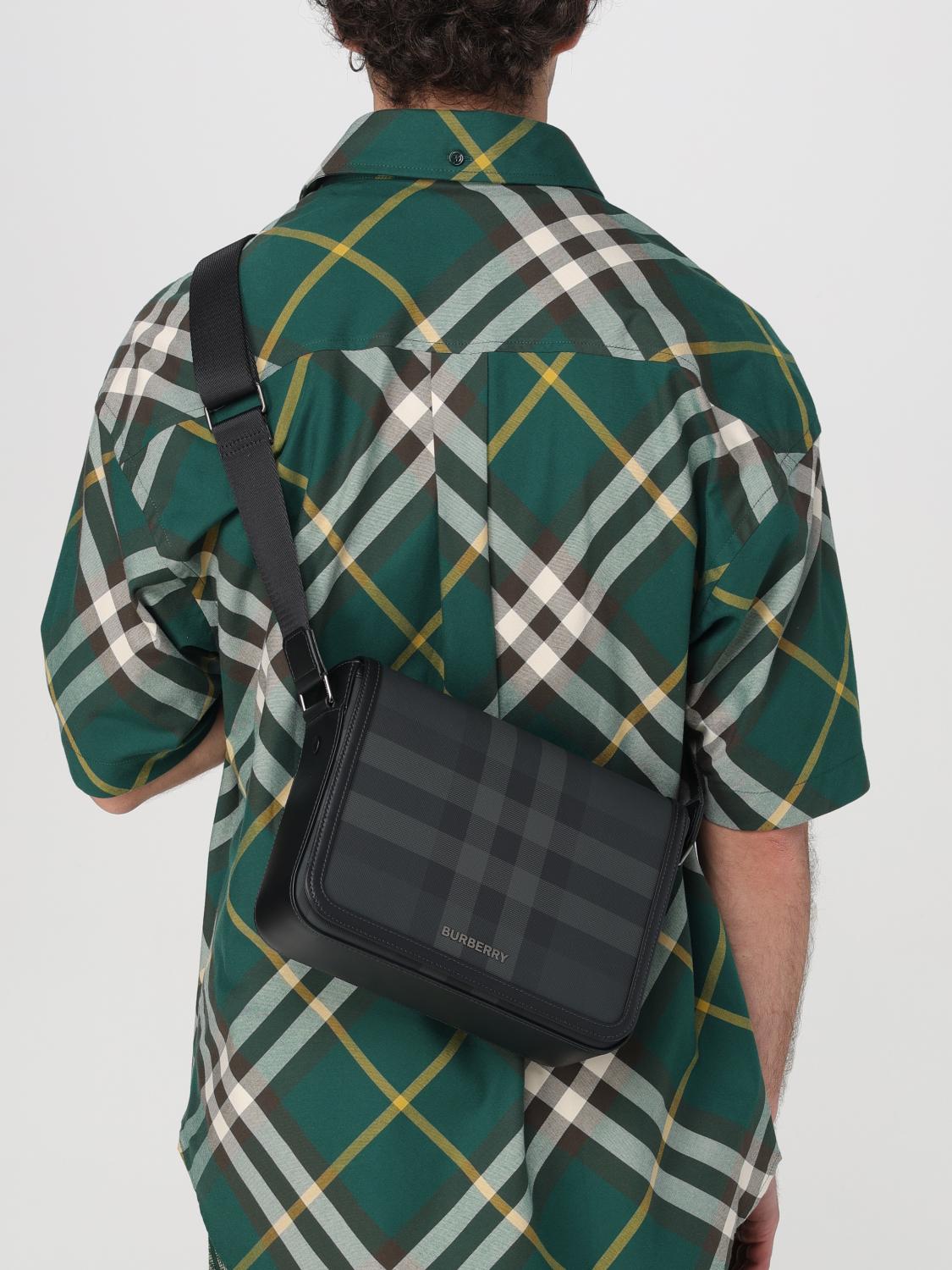 BURBERRY BORSA A TRACOLLA: Borsa Alfred Burberry in cotone spalmato saffiano e pelle , Nero - Img 2