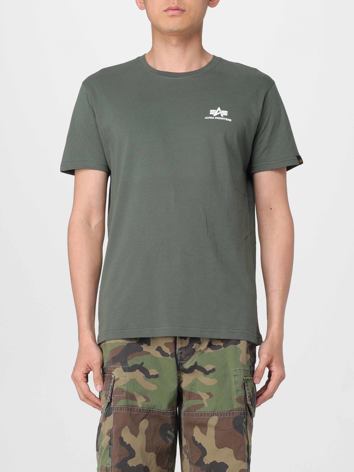 Tシャツ・カットソー ALPHA INDUSTRIES Men T-shirt Green 188505 142 ALPHA INDUSTRIES：Tシャツ メンズ - グリーン | GIGLIO.COM