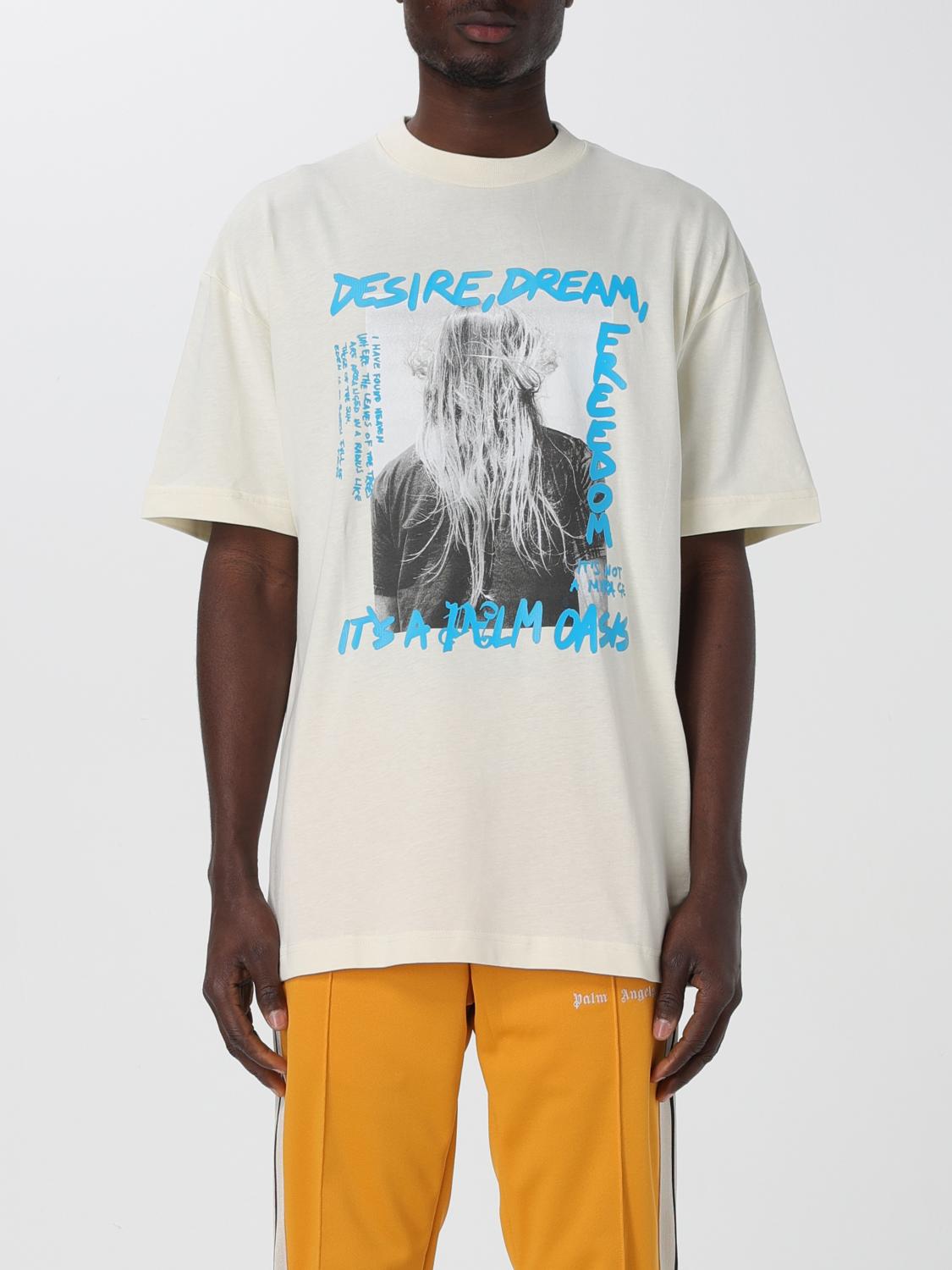 Palm Angels T-shirt Avorio A Maniche Corte Con Logo PBAA002S26JER001/002 main image 1