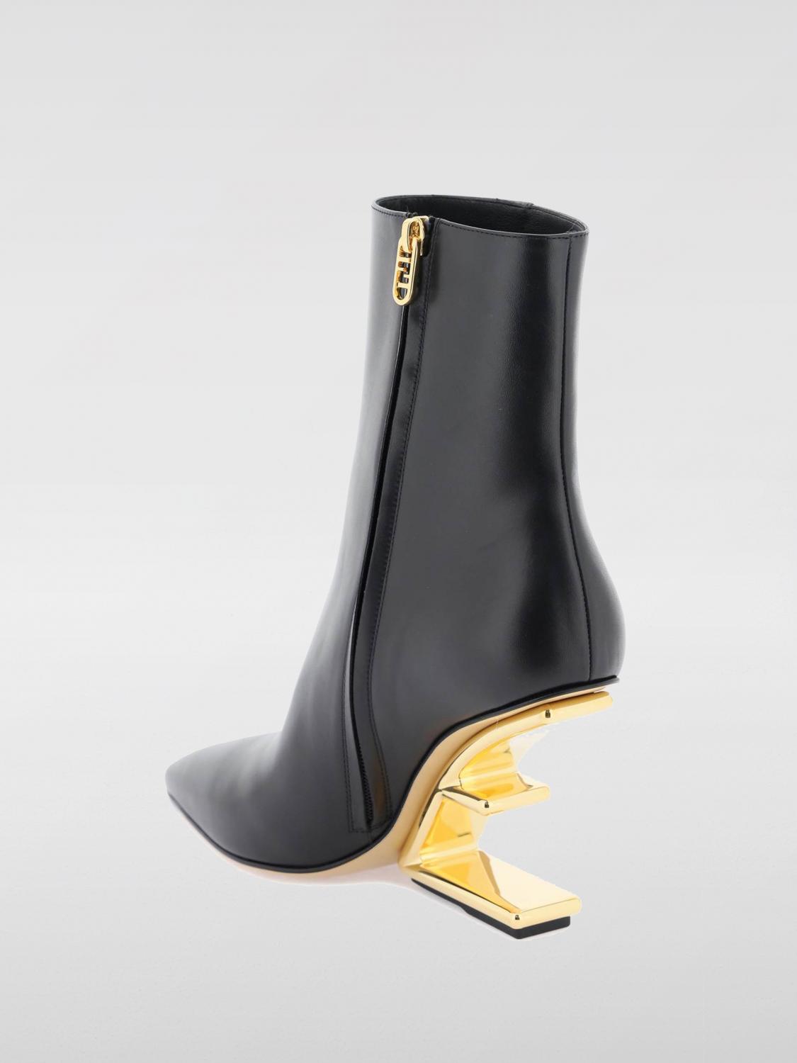 FENDI ブーツ FENDI レザー ファー ジップアップ ロング ブーツ 公式通販