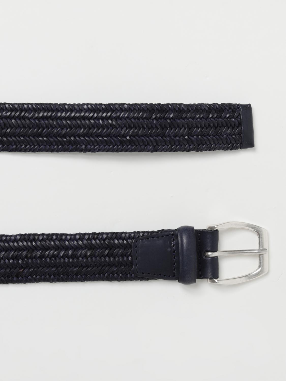 ORCIANI BELT: Orciani Wide Stretch Woven Leather Belt, Blue - Img 2