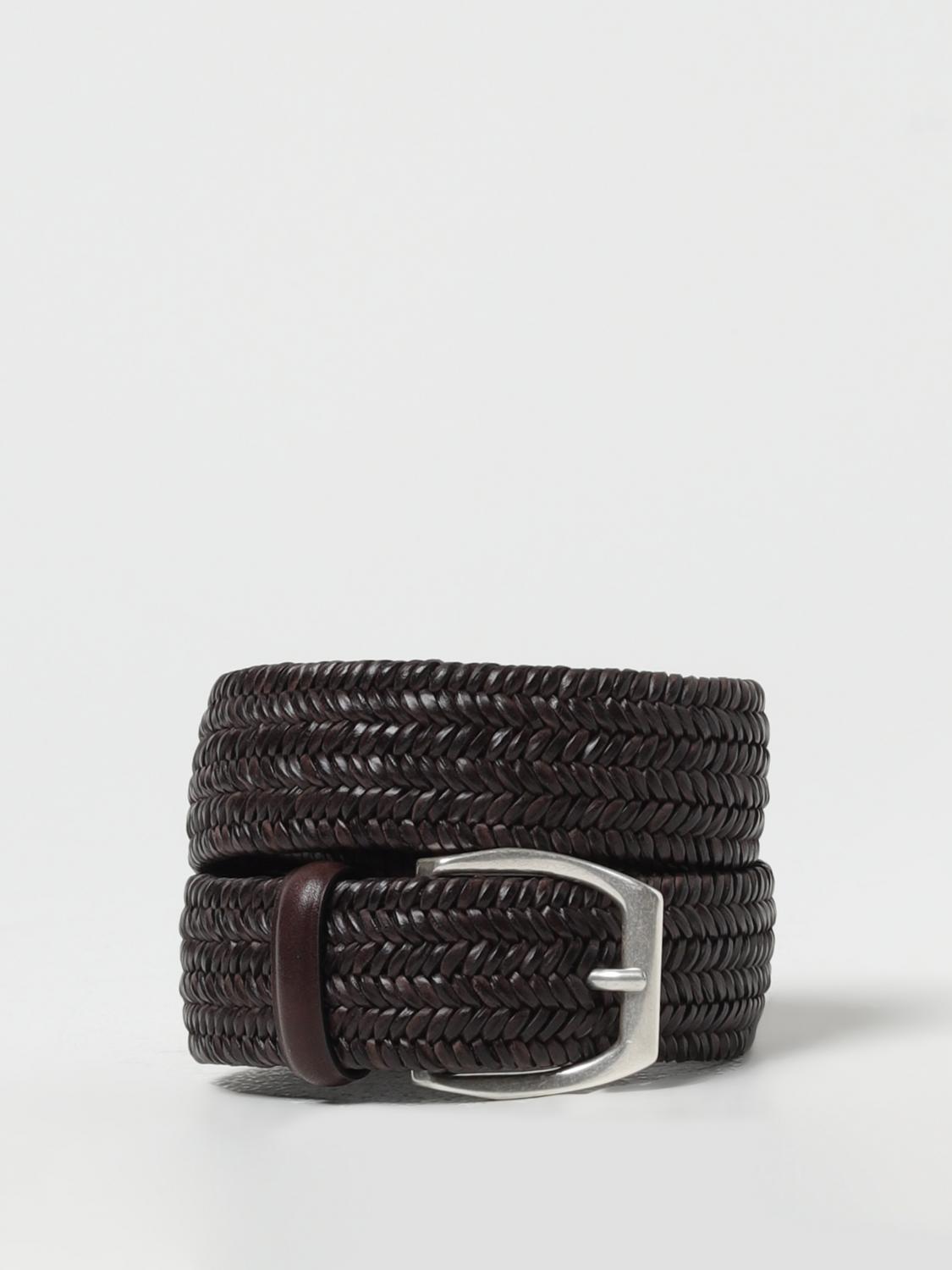 ORCIANI BELT: Orciani Wide Stretch Woven Leather Belt, Dark - Img 1