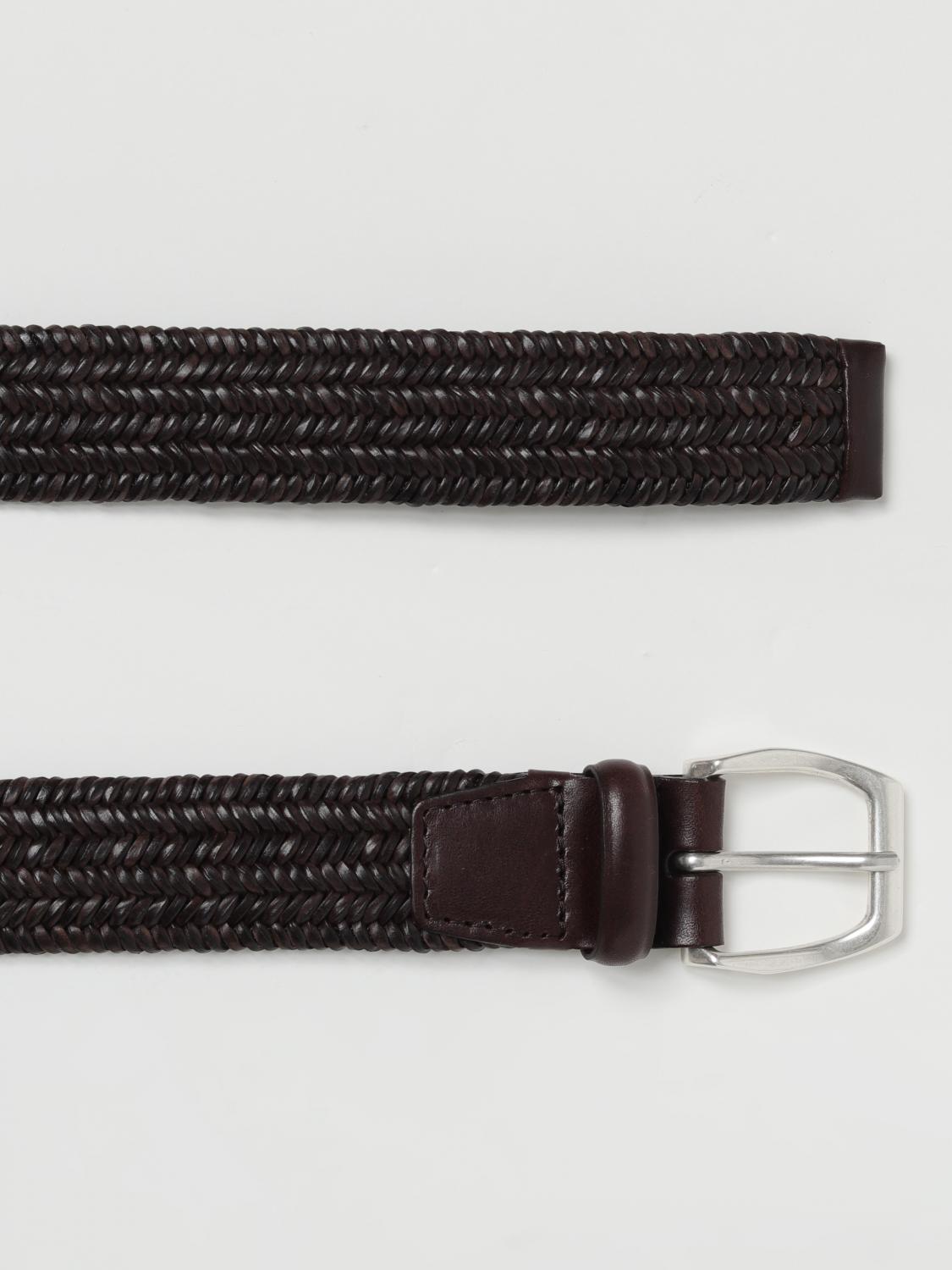 ORCIANI BELT: Orciani Wide Stretch Woven Leather Belt, Dark - Img 2