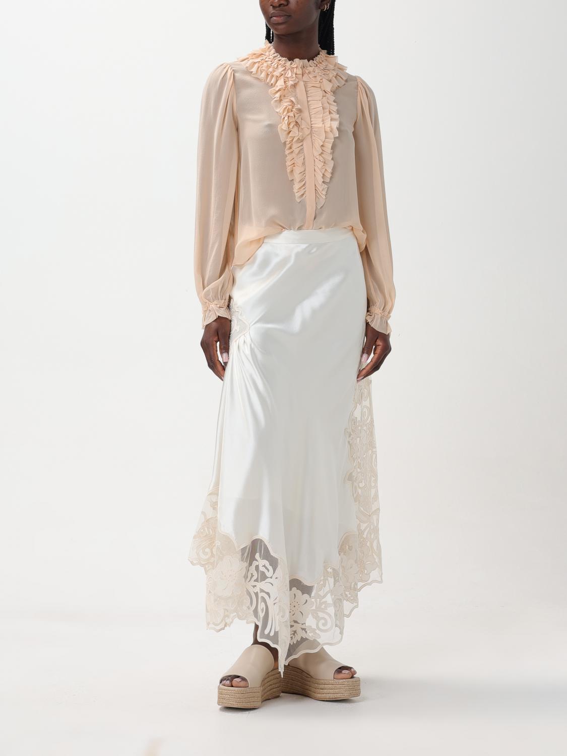 ULLA JOHNSON GONNA: Gonna Ulla Johnson in seta e pizzo , Bianco - Img 2