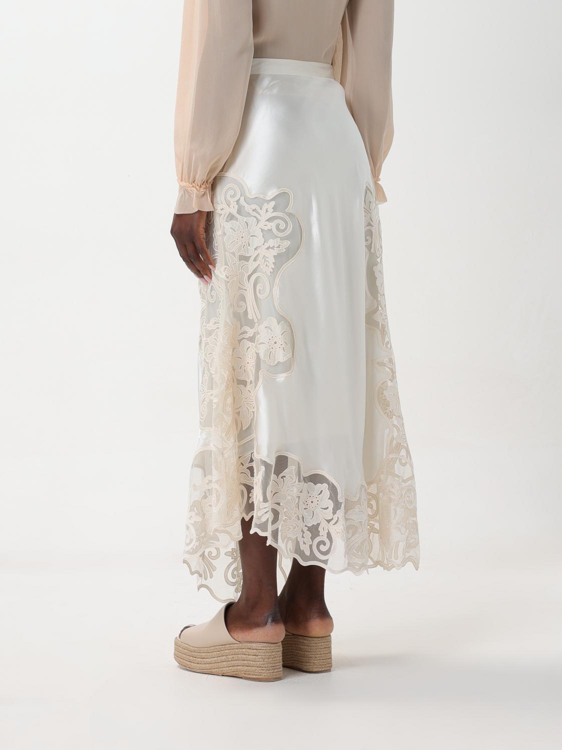 ULLA JOHNSON GONNA: Gonna Ulla Johnson in seta e pizzo , Bianco - Img 3