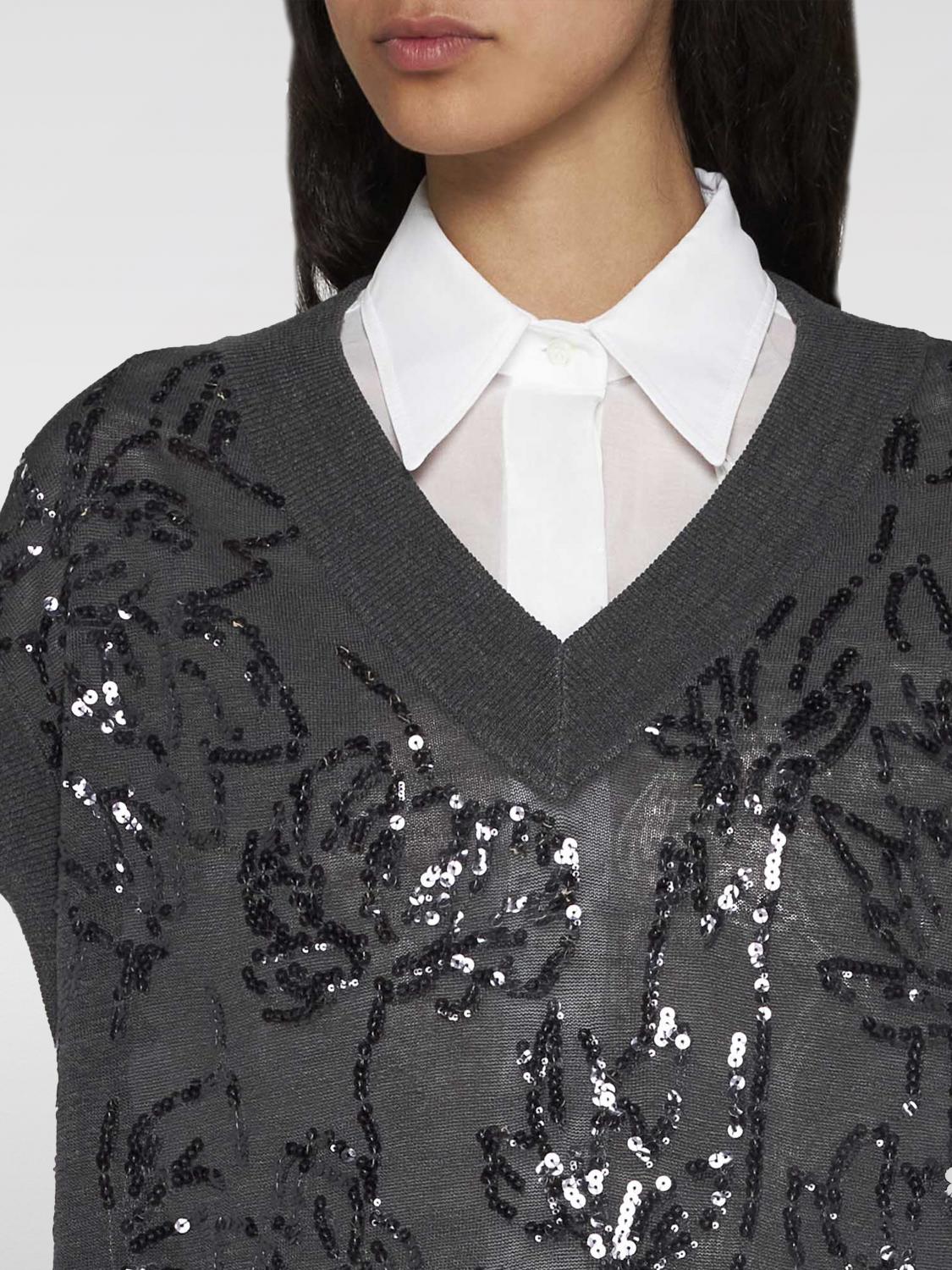 BRUNELLO CUCINELLI GILET: Pull femme Brunello Cucinelli, Gris - Img 3