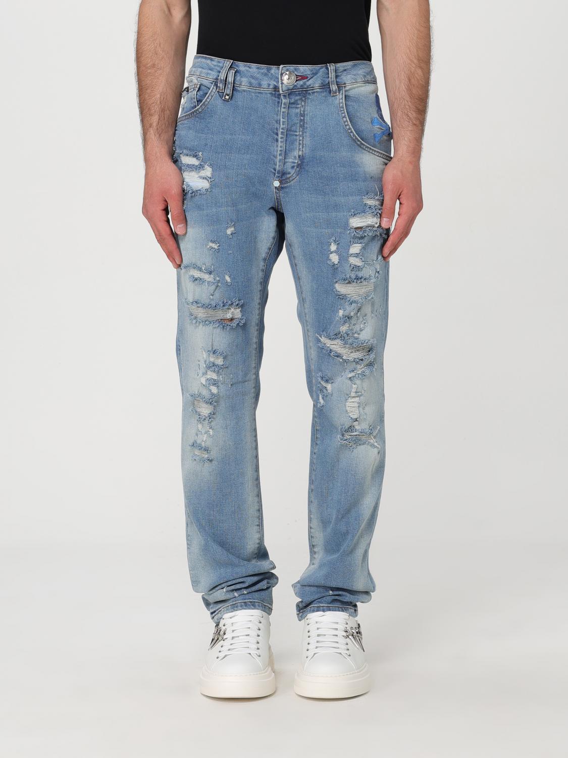 PHILIPP PLEIN JEANS: Jeans homme Philipp Plein, Bleu Ciel - Img 1