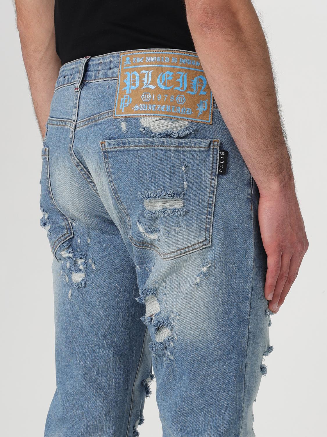 PHILIPP PLEIN JEANS: Jeans homme Philipp Plein, Bleu Ciel - Img 5