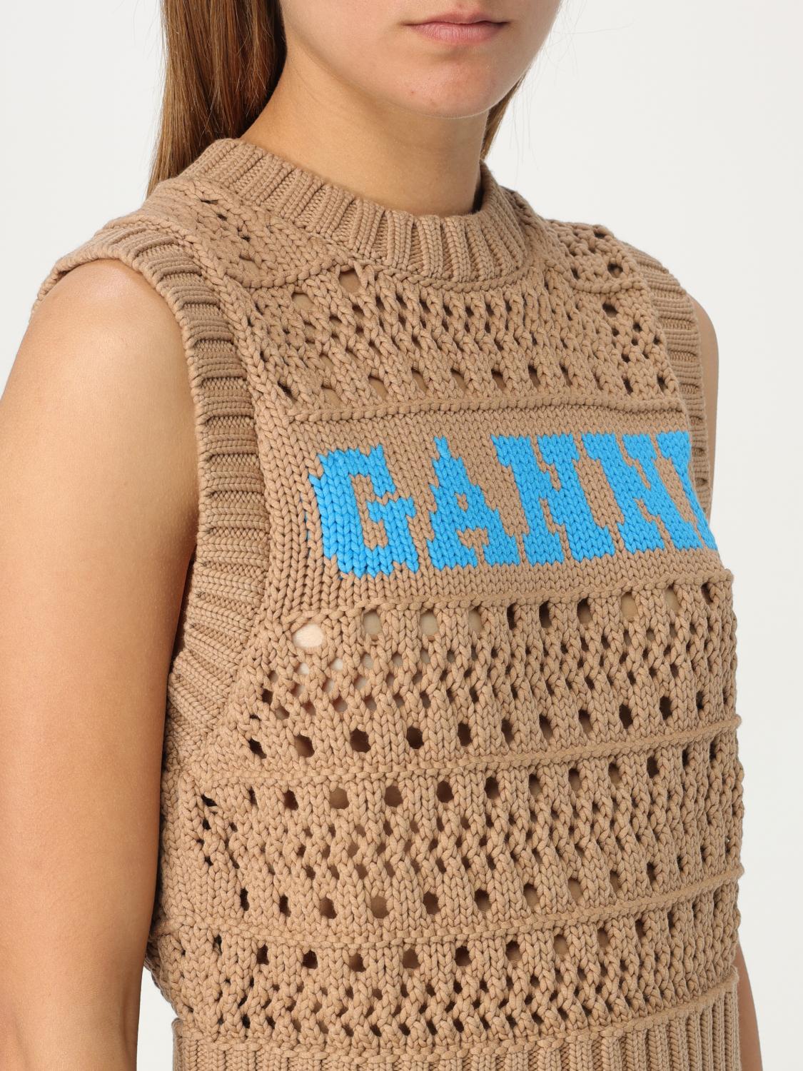 GANNI TOP: Top woman Ganni, Beige - Img 3