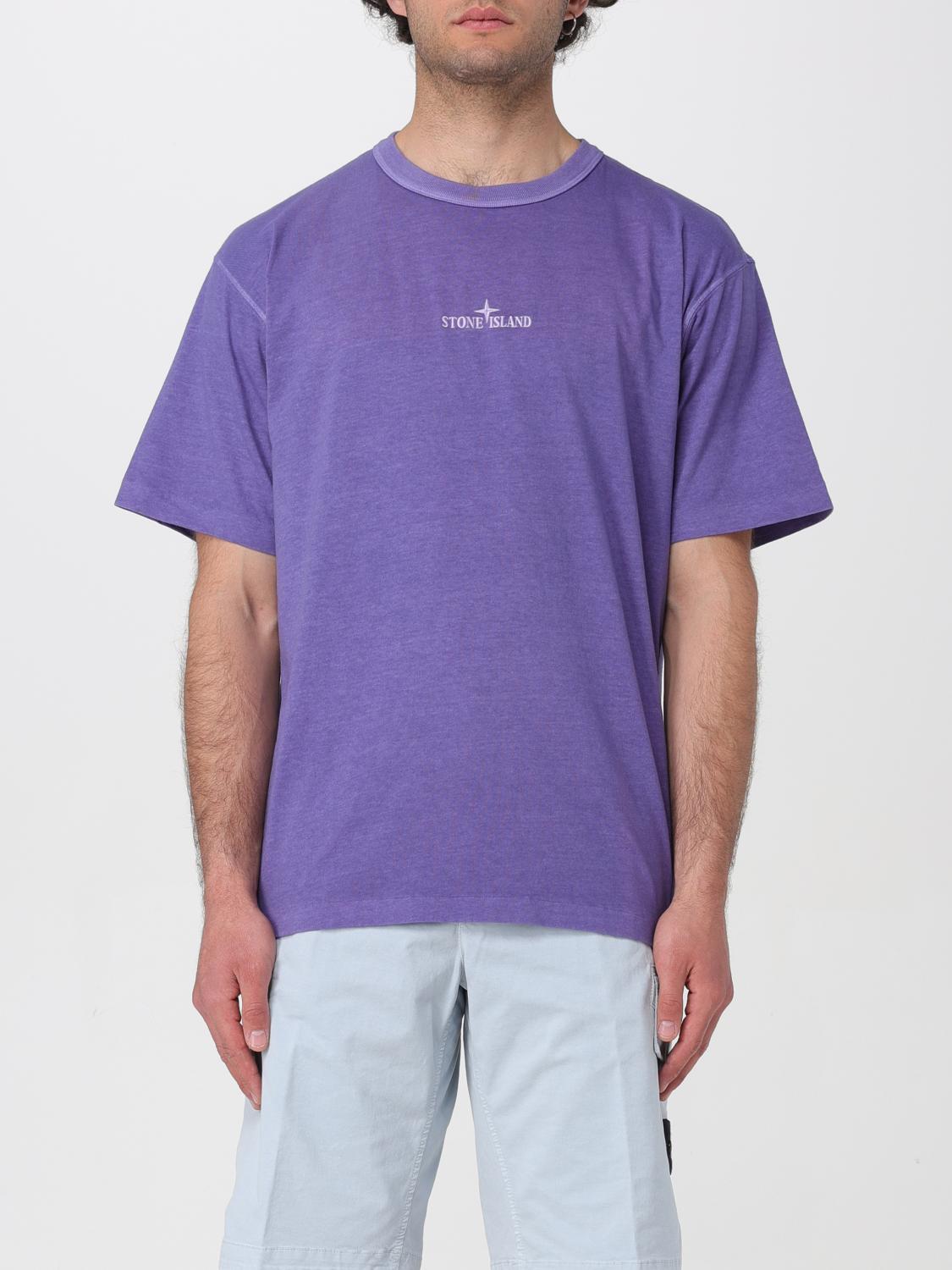 STONE ISLAND: T-shirt basic in cotone Lavanda T-Shirt Stone