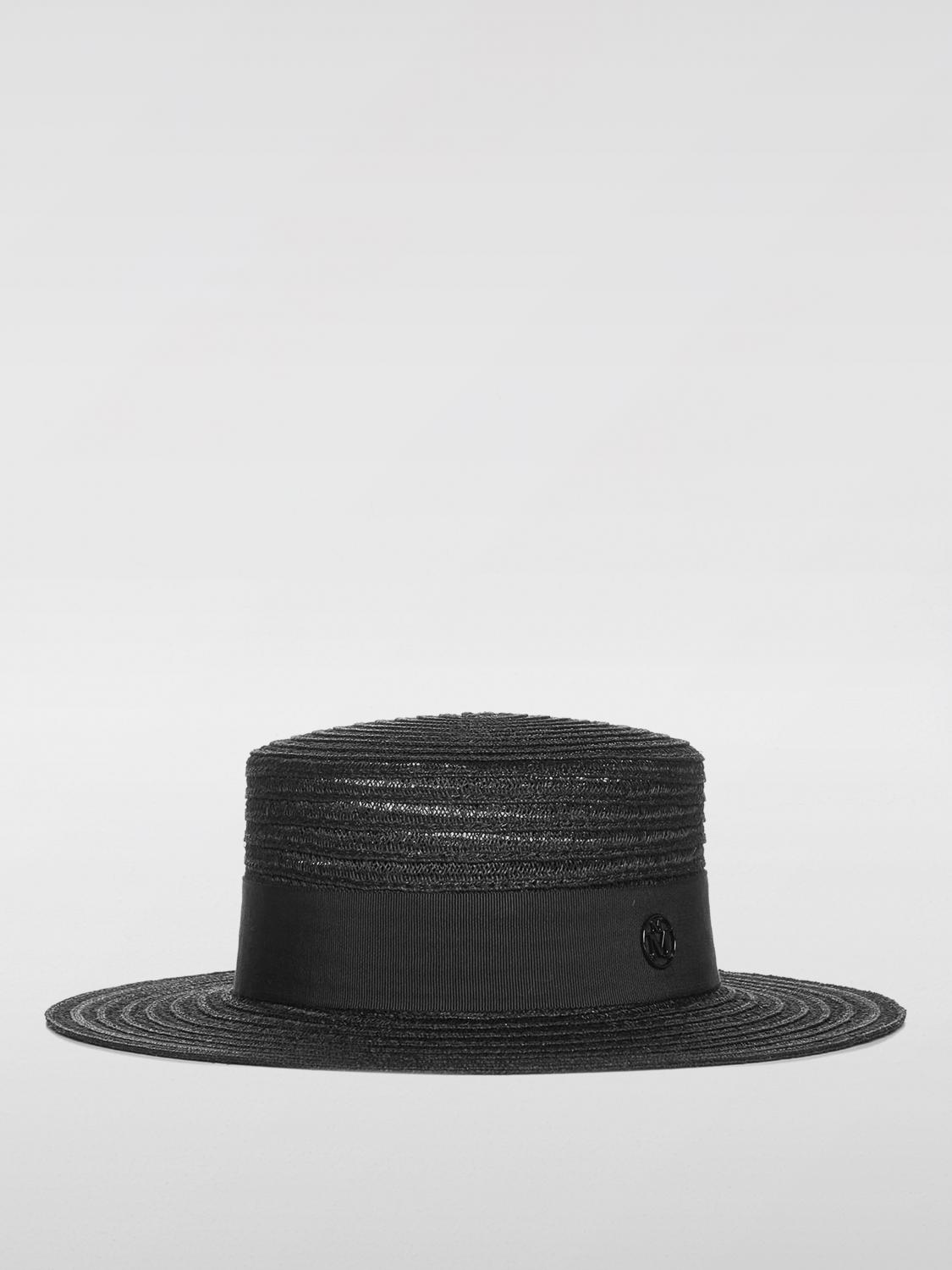 MAISON MICHEL CAPPELLO: Cappello Maison Michel in canapa intrecciata , Nero - Img 1