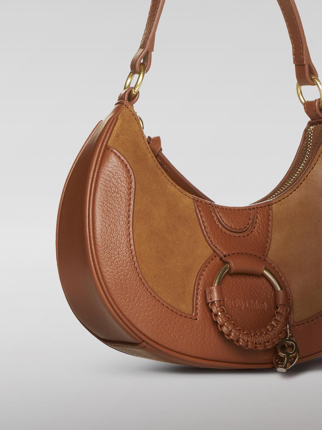 SEE BY CHLOÉ BORSA A SPALLA: Borsa Hana See by Chloé in pelle e camoscio, Marrone - Img 3