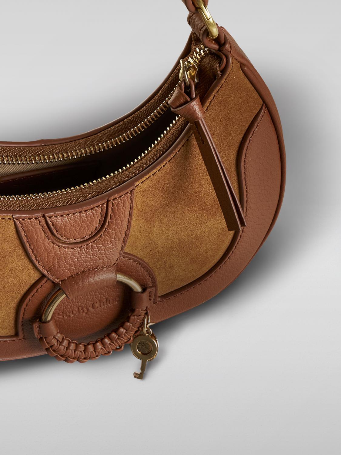 SEE BY CHLOÉ BORSA A SPALLA: Borsa Hana See by Chloé in pelle e camoscio, Marrone - Img 4