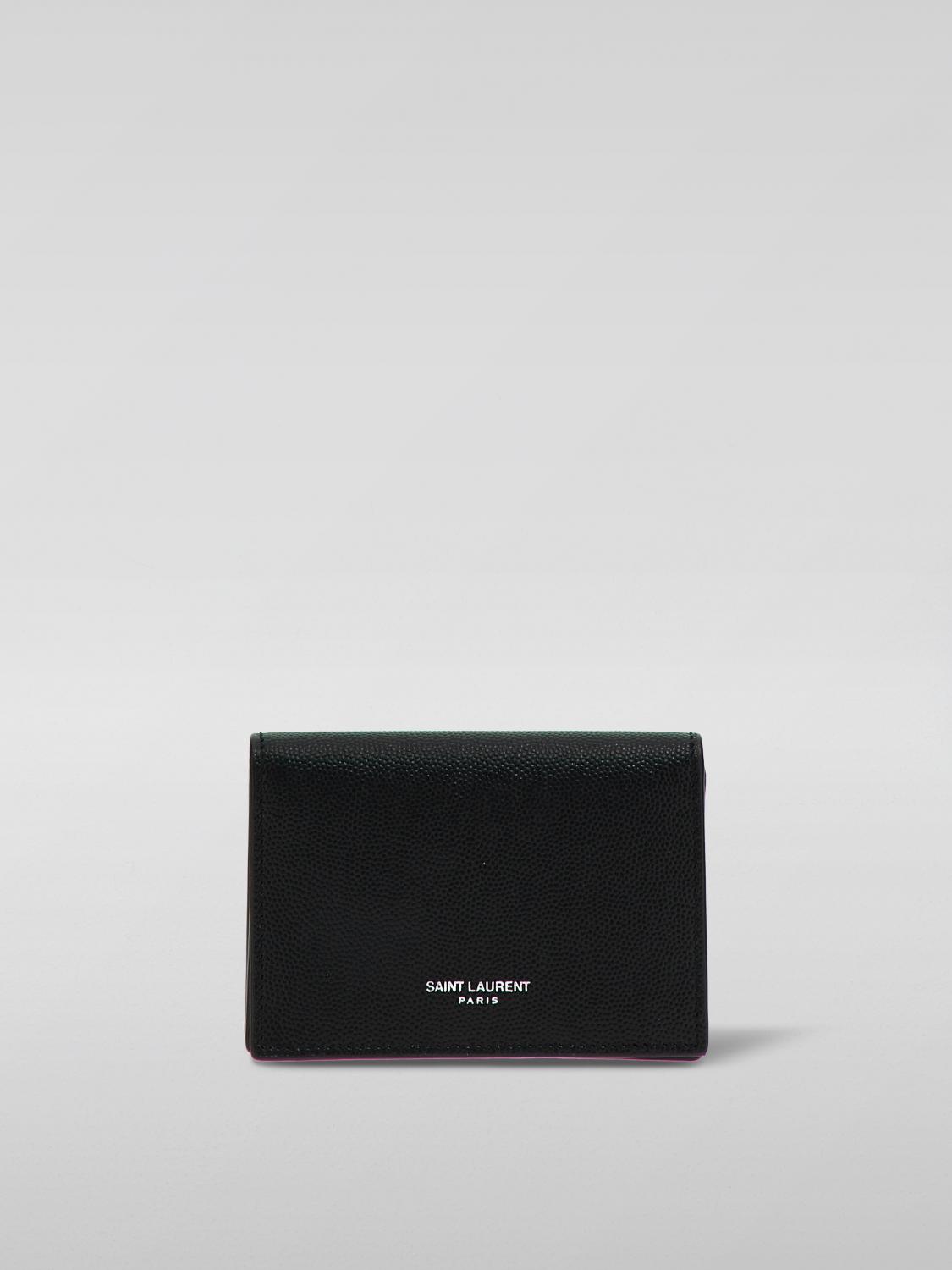 SAINT LAURENT КОШЕЛЁК: Визитница Saint Laurent из тисненой кожи grain de poudre, Черный - Img 1
