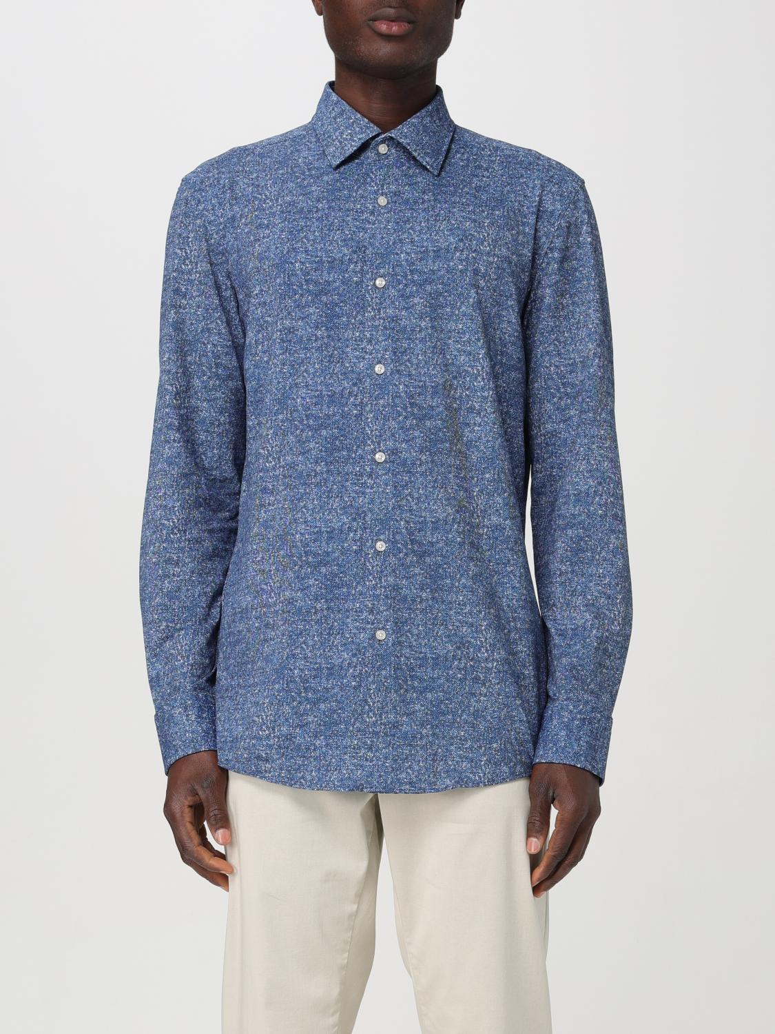 BOSS CAMICIA: Camicia Boss in popeline con grafica all over , Blue 1 - Img 1