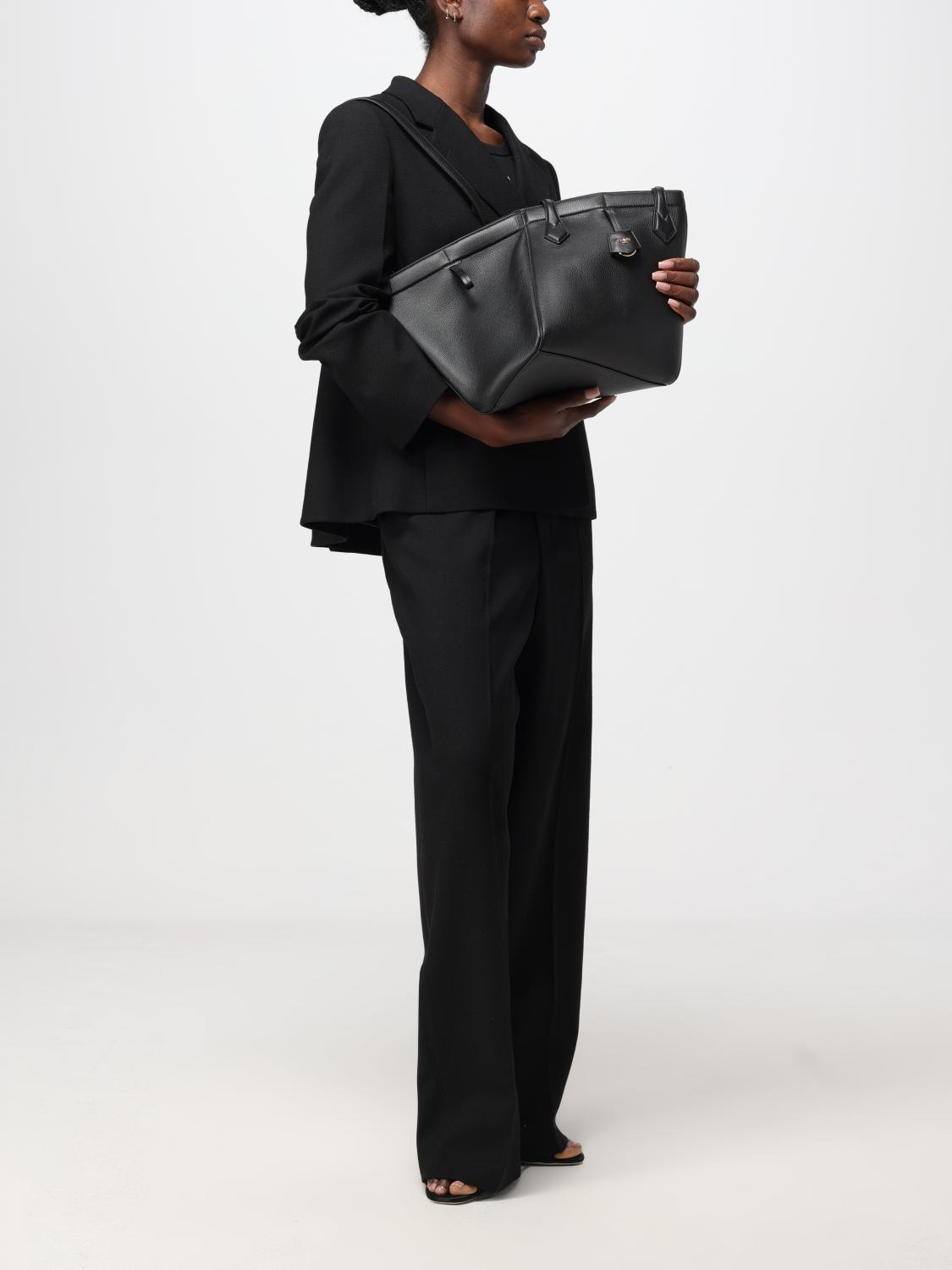 FENDI BORSA A SPALLA: Borsa Origami Fendi in pelle a grana, Nero - Img 2