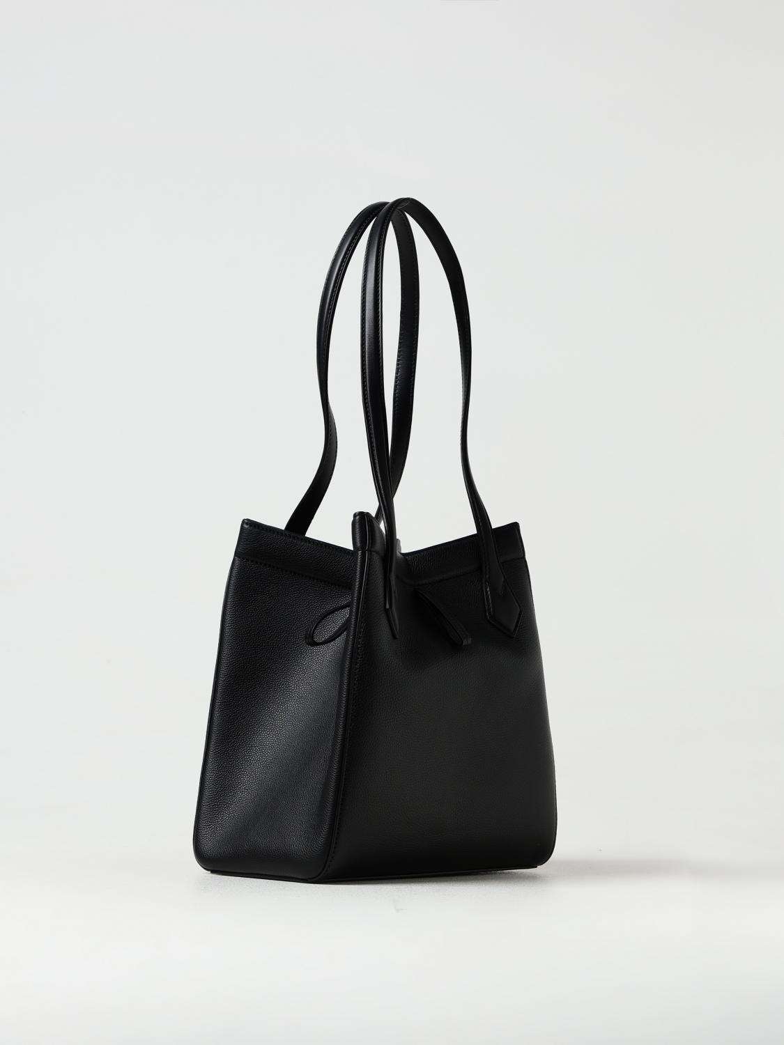 FENDI BORSA A SPALLA: Borsa Origami Fendi in pelle a grana, Nero - Img 3