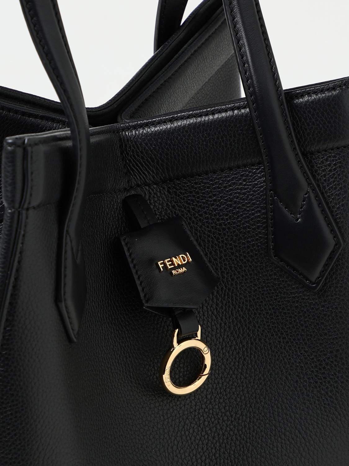 FENDI BORSA A SPALLA: Borsa Origami Fendi in pelle a grana, Nero - Img 4