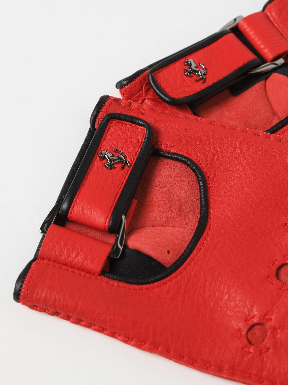 Ferrari 手袋 Sサイズ Rosso Corsa レザー ドライビンググローブ 跳ね馬ディテール