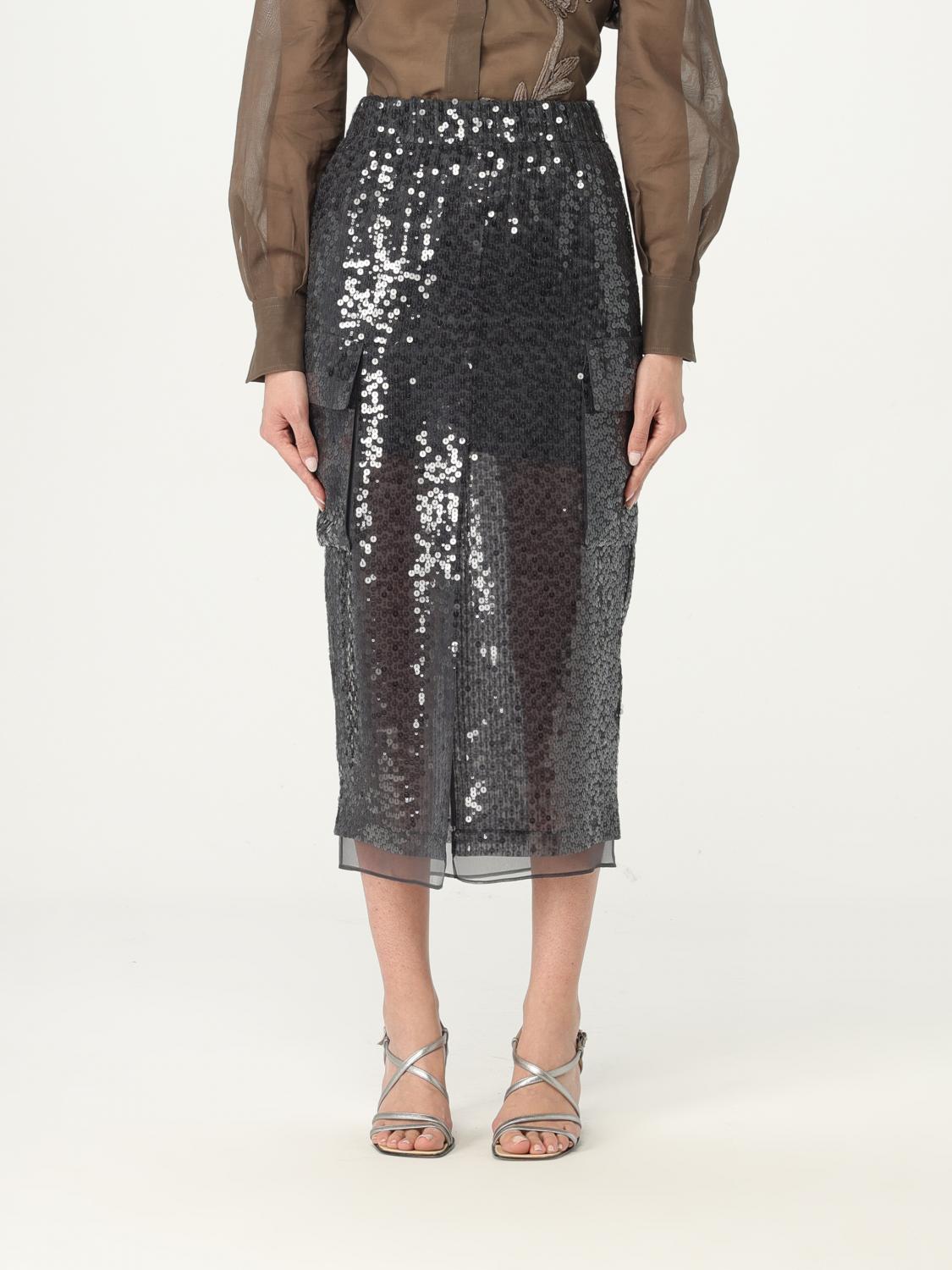 Brunello Cucinelli Skirt woman - Charcoal | MF940G3567 | GIGLIO.COM