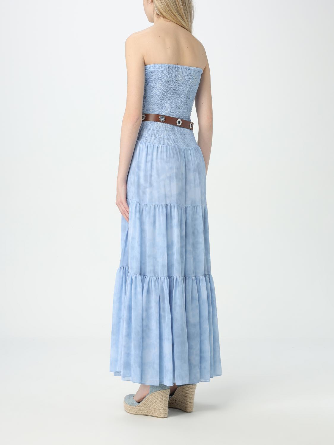 michael kors blue dress with gold chain Michael Michael Kors chain-strap Ribbed Midi Dress | Blue