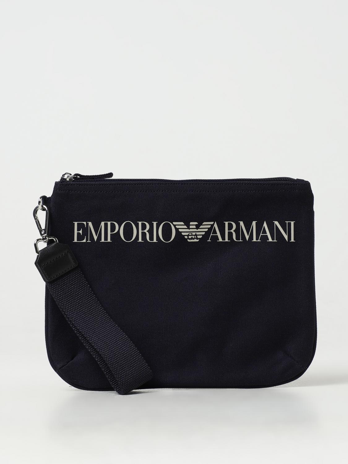 EMPORIO ARMANI PORTADOCUMENTI: Pouch Emporio Armani in tessuto sintetico , Blue Navy - Img 1