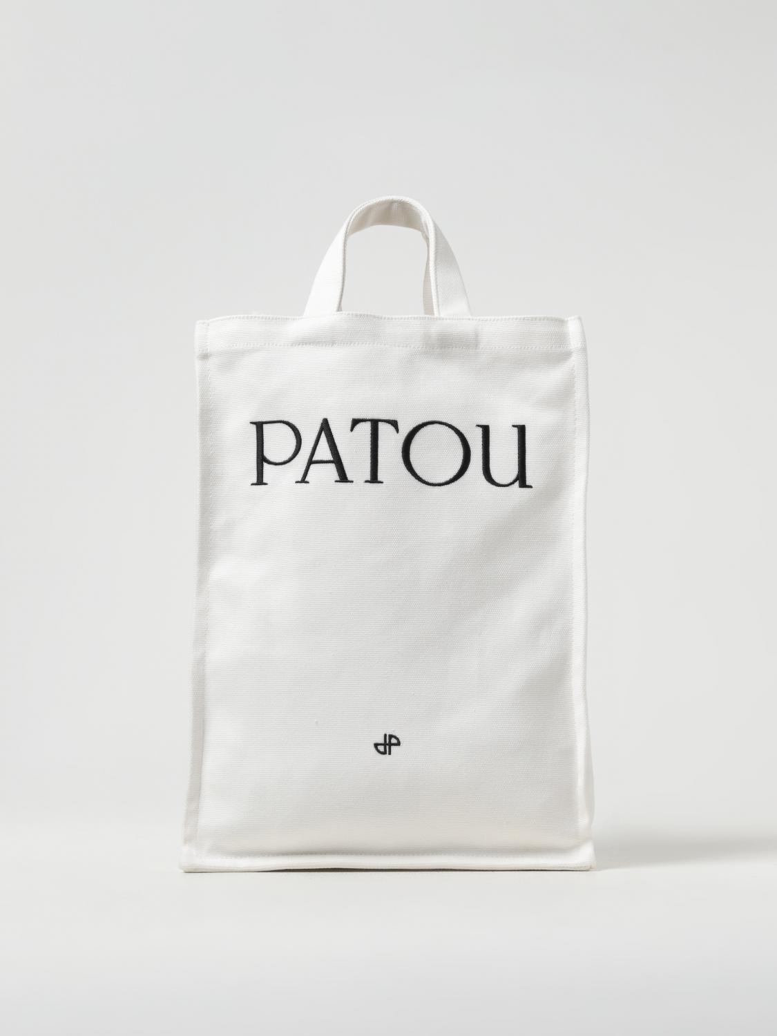 PATOU BORSA TOTE: Borsa Patou in canvas con tracolla, Bianco - Img 1