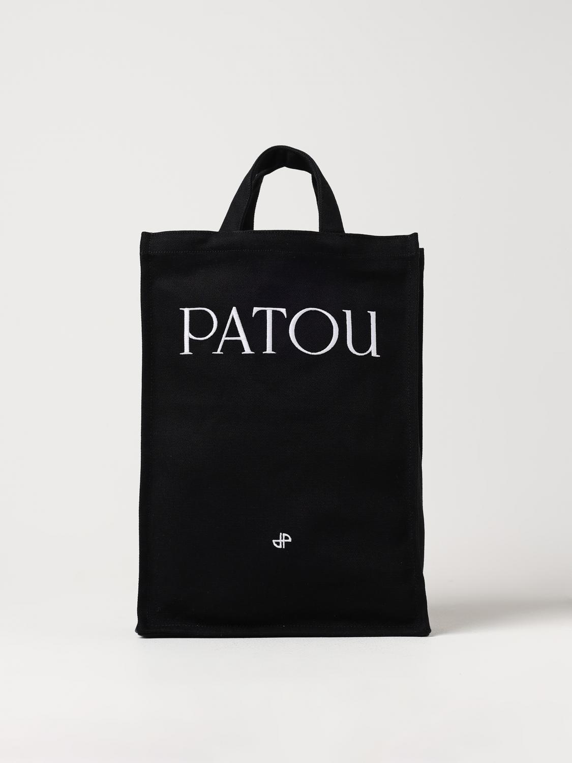 PATOU BORSA TOTE: Borsa Patou in canvas con tracolla, Nero - Img 1