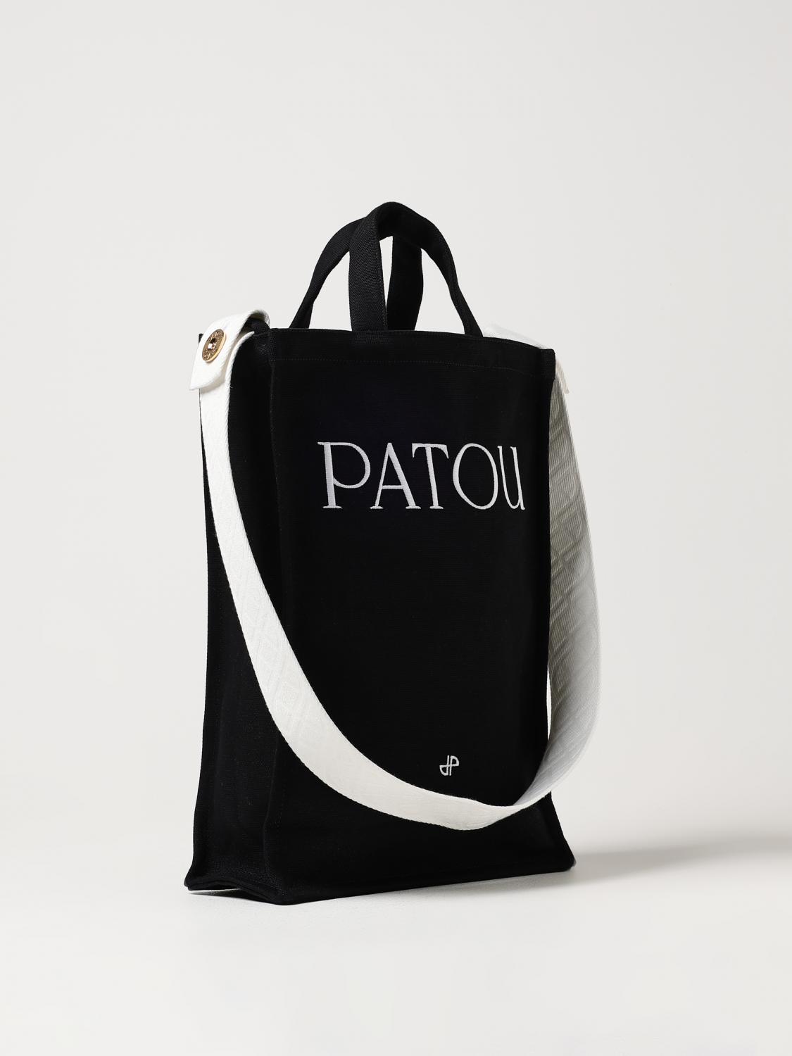 PATOU BORSA TOTE: Borsa Patou in canvas con tracolla, Nero - Img 2